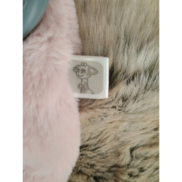Little Giraffe Faux Fur Pink Giraffe Lovey Rattle Teether Security Blanket - Picture 5 of 7
